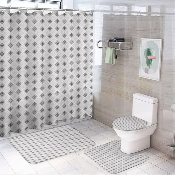 Retro Style Rhombus Stripes on a shower curtain