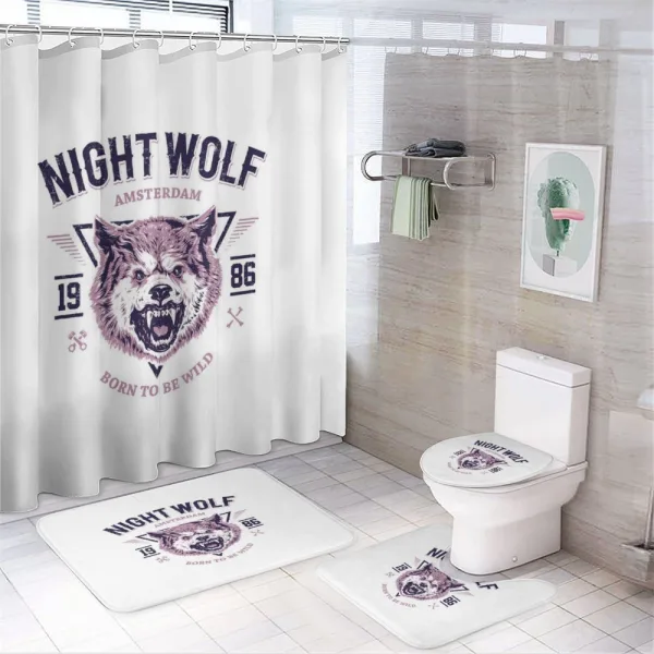 Roaring and Angry Animal on a shower curtain