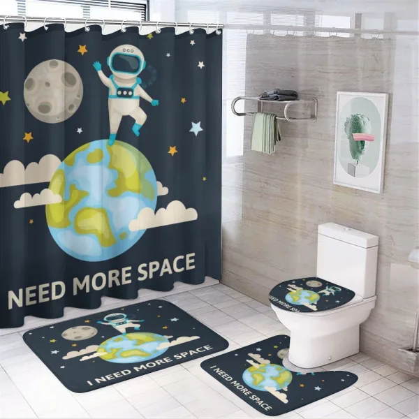 Spaceman Planet Earth on a shower curtain