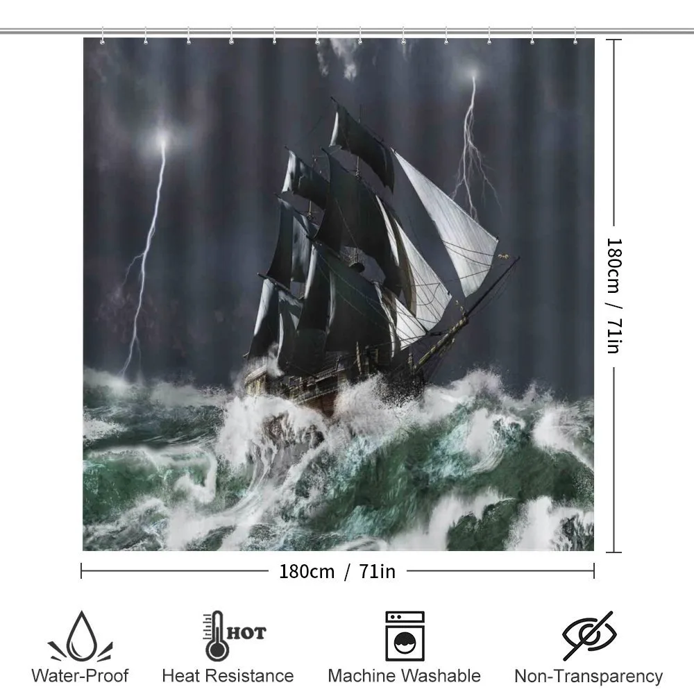 Storm Ship on Wavy Ocean — Detail 2