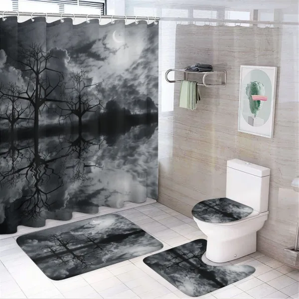 Trees Night Sky Cloud on a shower curtain