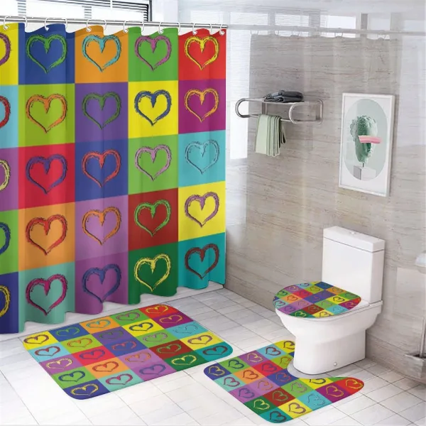 Vivid Heart Colorful Square on a shower curtain