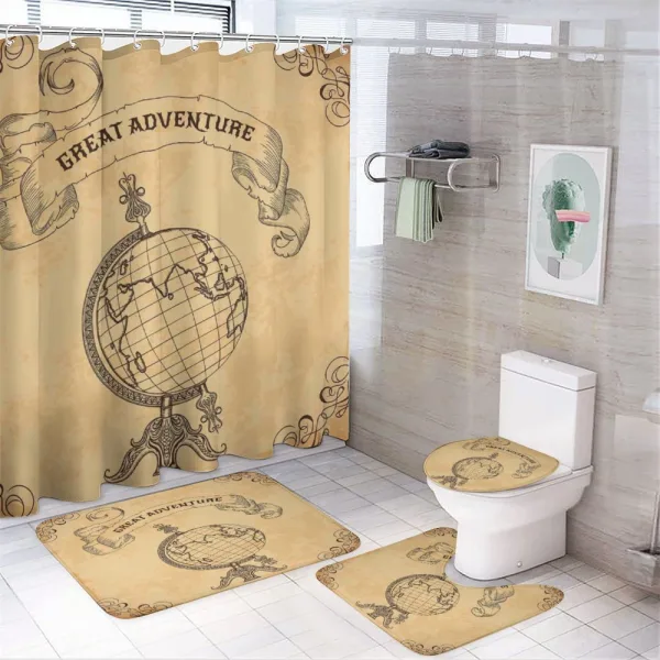 Adventure Words on a shower curtain