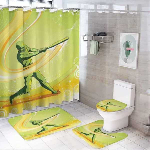 Baseball Player Hits on a shower curtain