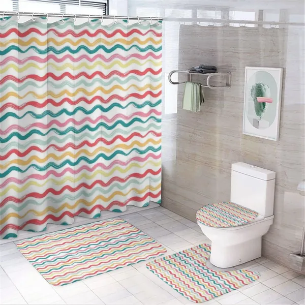 Boho Wavy Rough Lines on a shower curtain