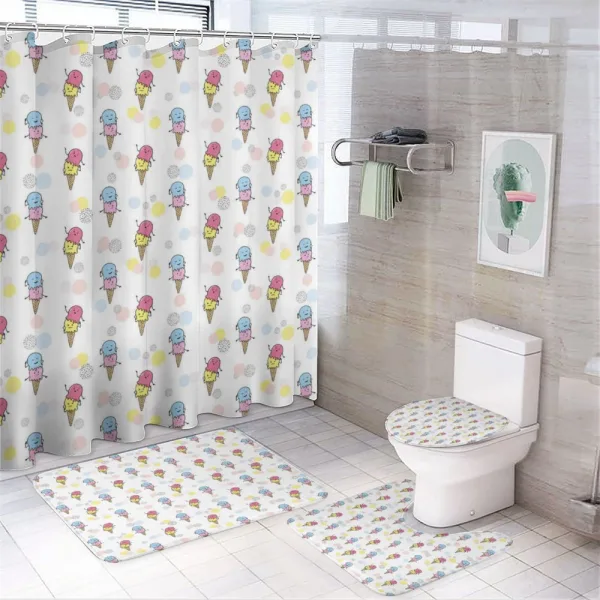 Cartoon Funny Mascots on a shower curtain