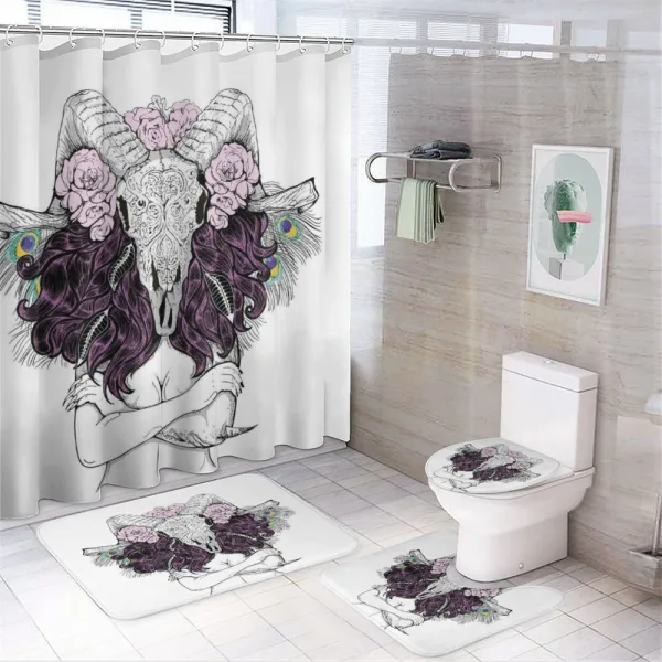 Deer Skull with Roses on a shower curtain