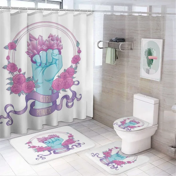 Fist Female Power on a shower curtain