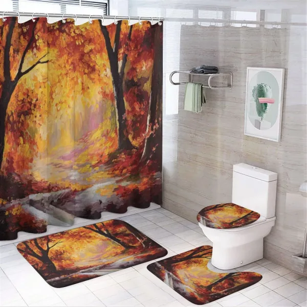 Forest Trees Leaves on a shower curtain