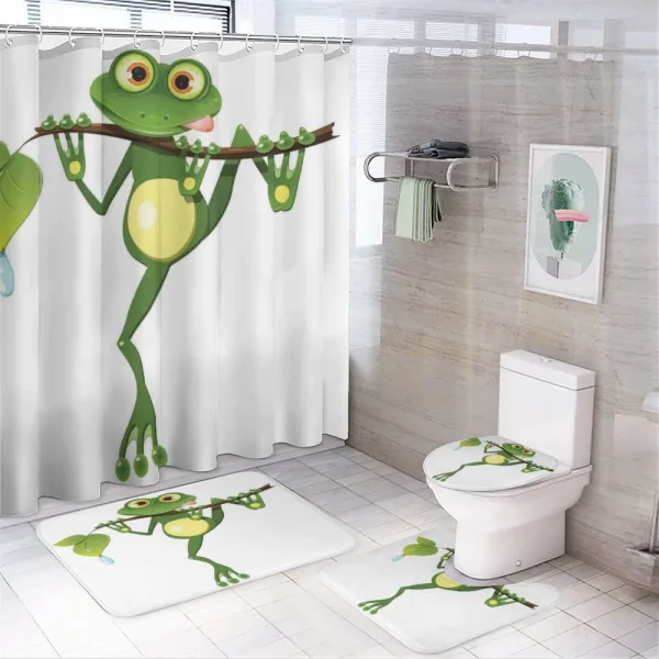 Frog on Branch Jungle on a shower curtain