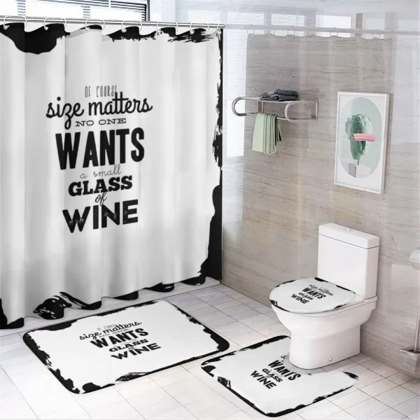 Funny Drinking Words Wine on a shower curtain