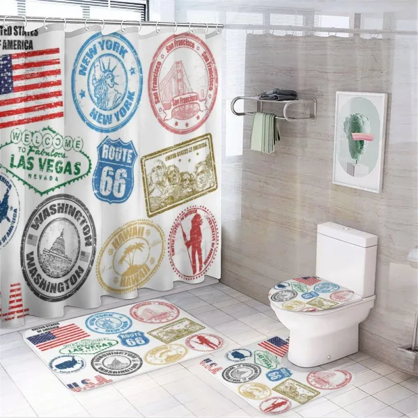 Grunge Stamps on a shower curtain