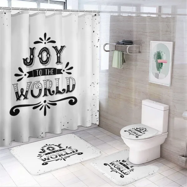 Joy to the World Words on a shower curtain