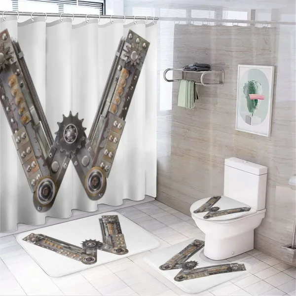 Machinery Art Letter on a shower curtain