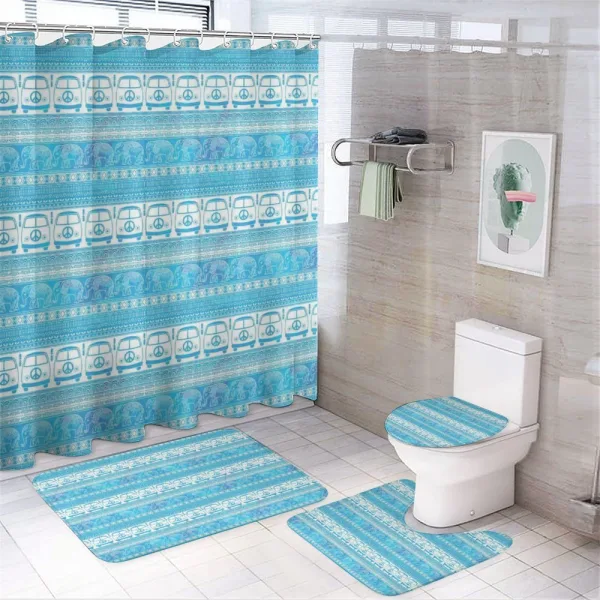 Minivans Elephants 60s on a shower curtain