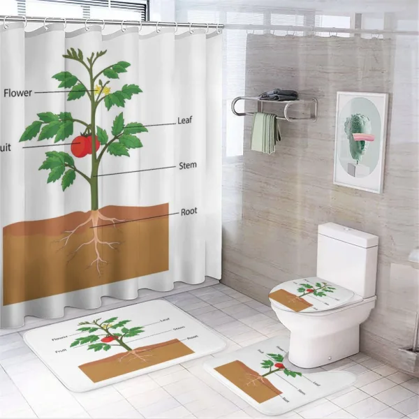 Parts of a Tomato Plant on a shower curtain