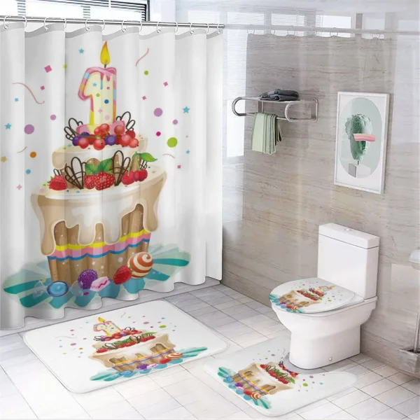 Party Cake for Baby on a shower curtain