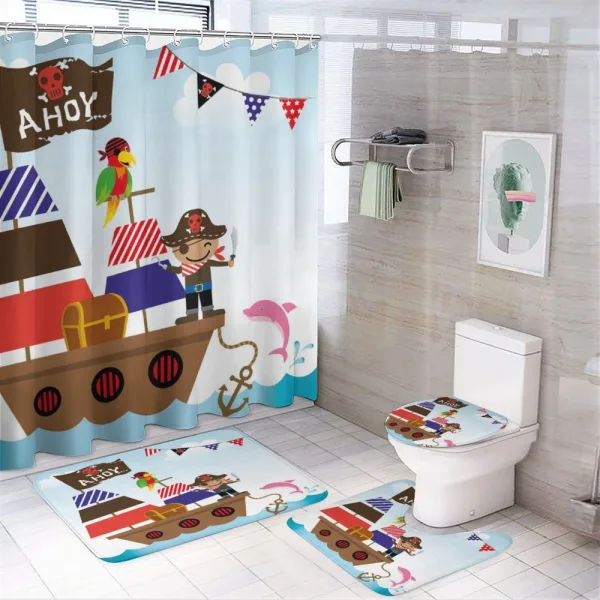 Pirate Ship Ocean on a shower curtain