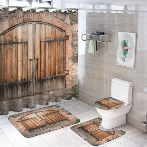 Tuscany Stone House on a shower curtain