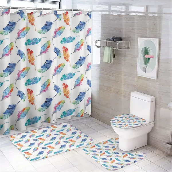 Watercolor Bird Feather on a shower curtain