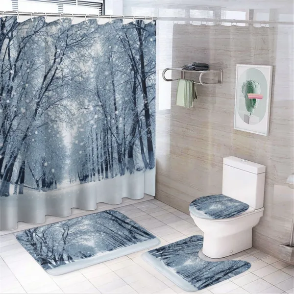 Wildlife Snowy Trees on a shower curtain