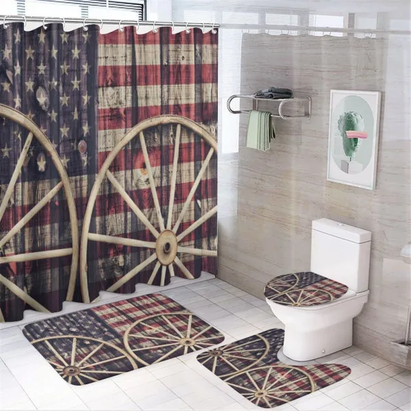 Antique American Flag on a shower curtain