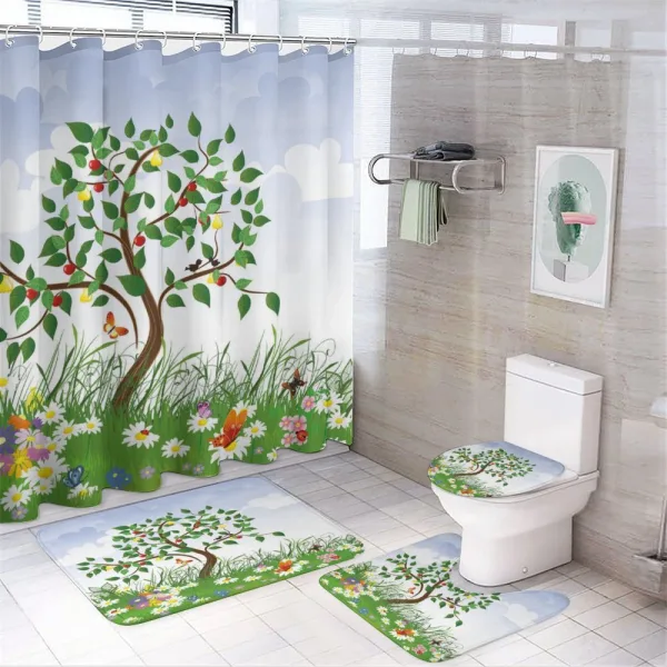 Cartoon Garden Colorful on a shower curtain