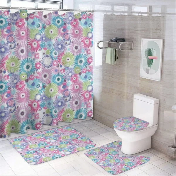Colorful Vintage Curls on a shower curtain