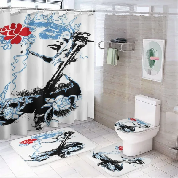 Grunge Vintage Woman Art on a shower curtain