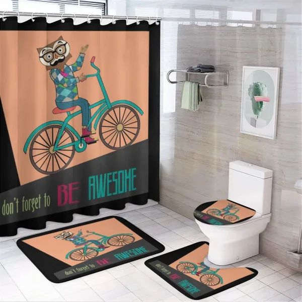 Motivational Words and Owl on a shower curtain