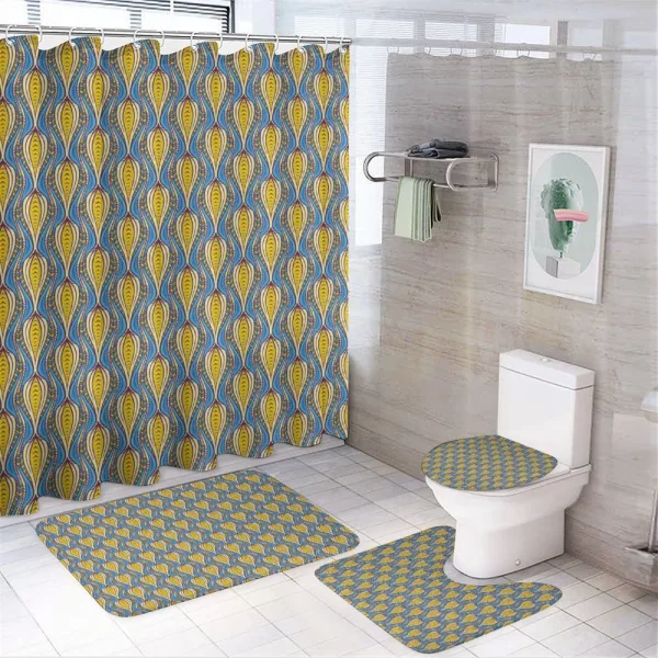 Retro Round Ornamental on a shower curtain