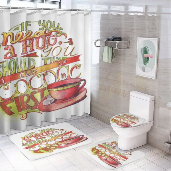 Retro Words About Love to Cocoa on a shower curtain