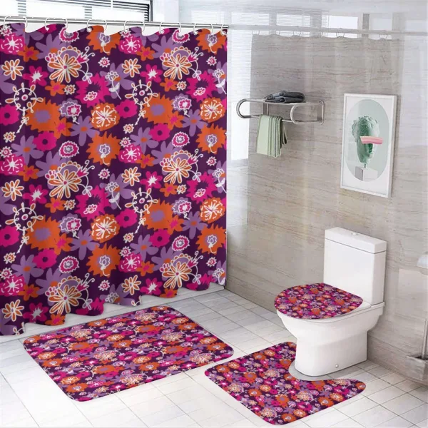 Spring Flowers Retro Style on a shower curtain