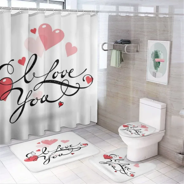 Swirls and Hearts on a shower curtain