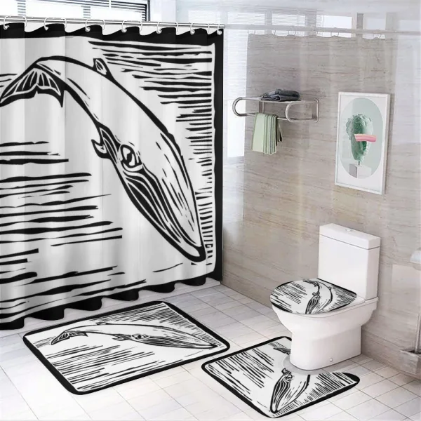 Vintage Style Sea Mammal on a shower curtain