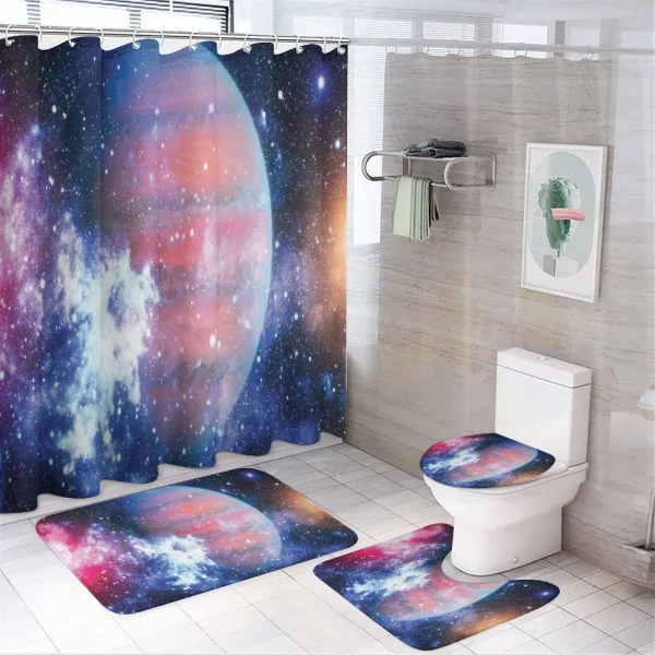 Vivid Nebula and Planet Art on a shower curtain