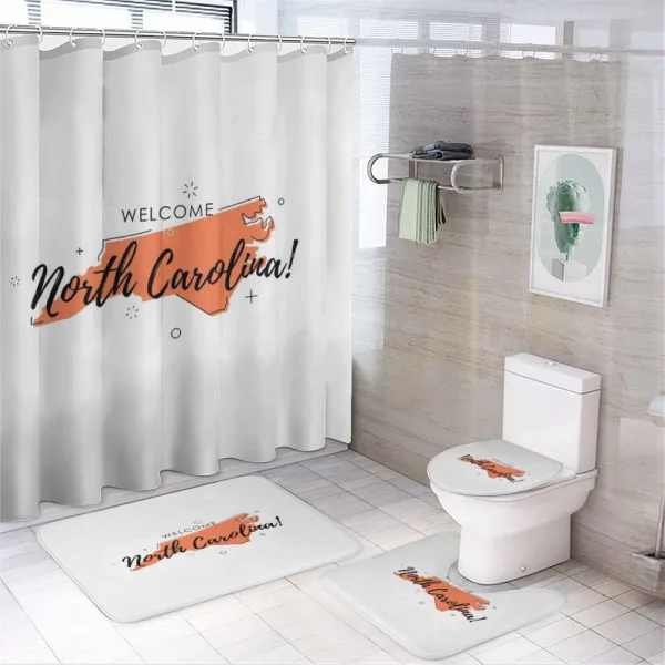 Welcome Sign USA Map on a shower curtain