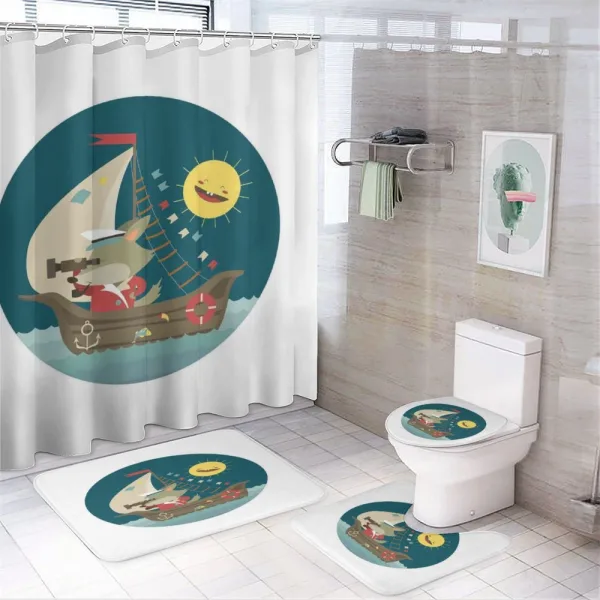 Wolf Captain Boat on a shower curtain