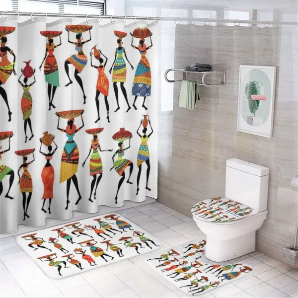 Women on a shower curtain