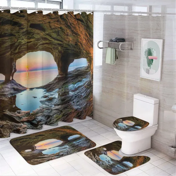 Big Grotto by the Sea on a shower curtain