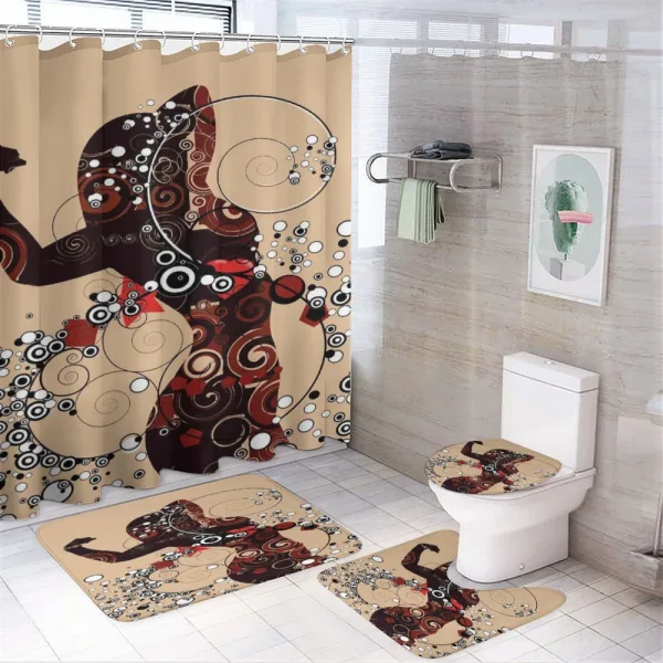 Circle with Women Image on a shower curtain