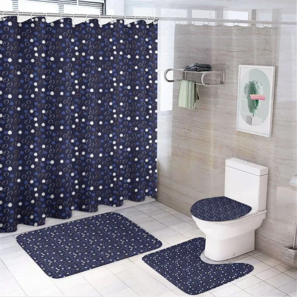 Circles and Dots Aqua on a shower curtain
