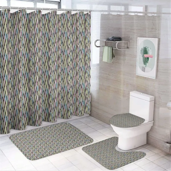 Creative Pastel Grid Art on a shower curtain