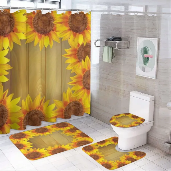 Flower Frame Circle on a shower curtain