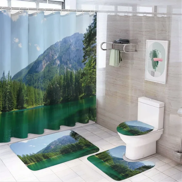 Forest Lake in Valley on a shower curtain