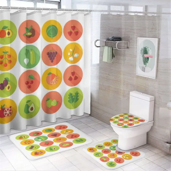 Garlic Grape Kale Plum on a shower curtain