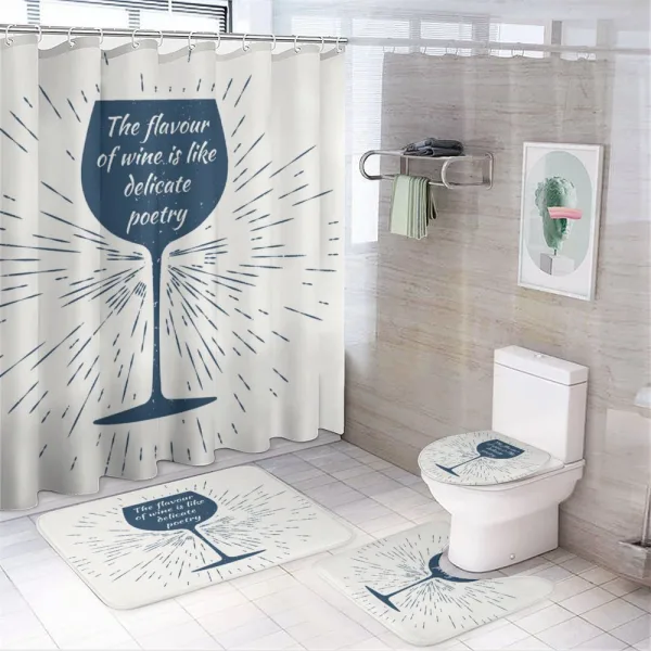 Glass Sun Burst and Words on a shower curtain
