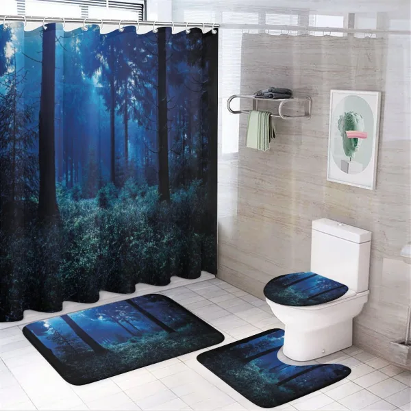 Misty Fall Nature Scenery on a shower curtain