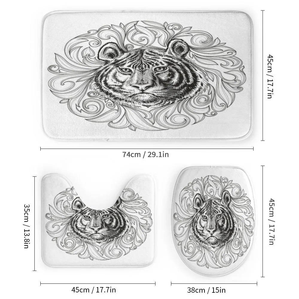Monochrome Feline Leaves — Detail 1
