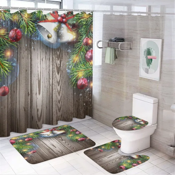 Noel Bells and Branches on a shower curtain